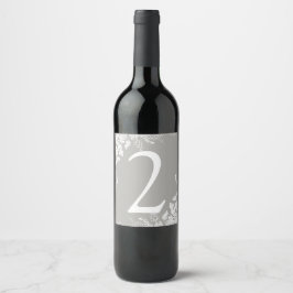 Etiqueta Para Botella De Vino Etiqueta de vino número de mesa | Viñedo (gris)