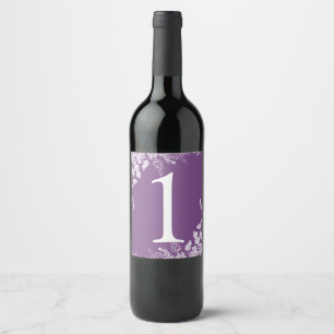 Etiqueta Para Botella De Vino Etiqueta de vino número de mesa Viñedo (Púrpura)