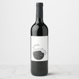 Etiqueta Para Botella De Vino Etiqueta de vino o bebida de la liebre de la luna