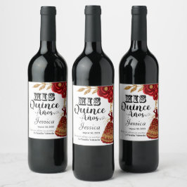 Etiqueta Para Botella De Vino Etiqueta de vino occidental floral de mis quince a