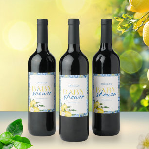 Etiqueta Para Botella De Vino Etiqueta de vino para baby shower Mediterráneo de 