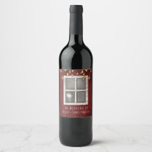 Etiqueta Para Botella De Vino Etiqueta de vino para boda rústica con ventana de 