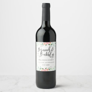 Etiqueta Para Botella De Vino Etiqueta de vino para Brunch Floral y Bridal Showe