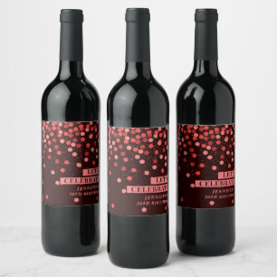Etiqueta Para Botella De Vino Etiqueta de Vino para Celebrar Confeti Negro y Roj