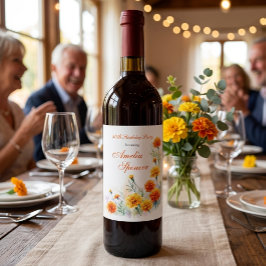 Etiqueta Para Botella De Vino Etiqueta de vino para cumpleaños importante con fl