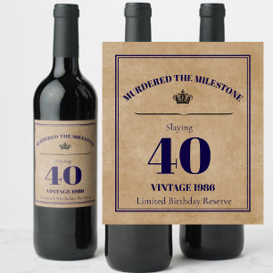 Etiqueta Para Botella De Vino Etiqueta de vino para cumpleaños número 40 asesina