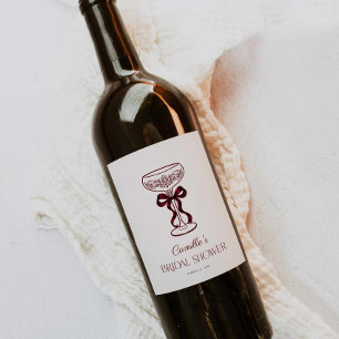 Etiqueta Para Botella De Vino Etiqueta de vino para ducha de novia con lazo borg