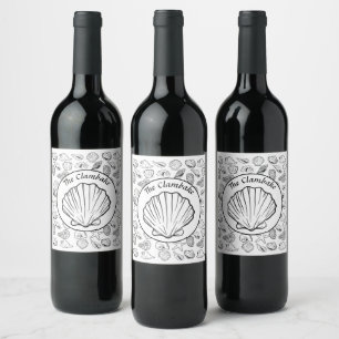 Etiqueta Para Botella De Vino Etiqueta de vino para fiesta con patrón de conchas