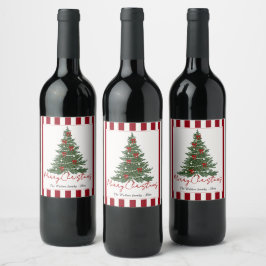 Etiqueta Para Botella De Vino Etiqueta de vino para fiesta de árbol de Navidad c