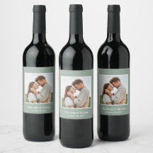 Etiqueta de vino para fiesta de compromiso con fot