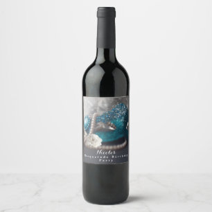 Etiqueta Para Botella De Vino Etiqueta de vino para fiesta de máscara y perlas d
