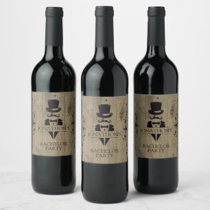 Etiqueta Para Botella De Vino Etiqueta de vino para fiesta de soltero rústica