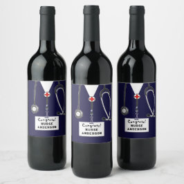 Etiqueta Para Botella De Vino Etiqueta de vino para graduación de enfermería