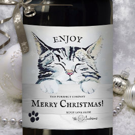 Etiqueta Para Botella De Vino Etiqueta de vino para Navidades de invierno de gat