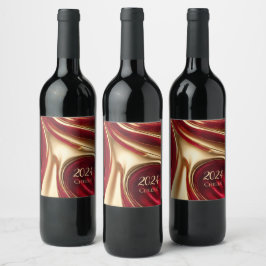 Etiqueta Para Botella De Vino Etiqueta de vino para Nochevieja - Rojo y dorado-