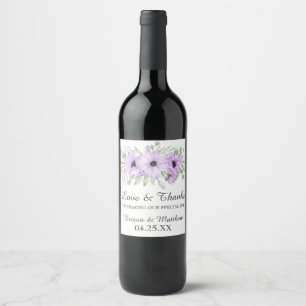 Etiqueta Para Botella De Vino Etiqueta de vino para regalos de boda floral púrpu