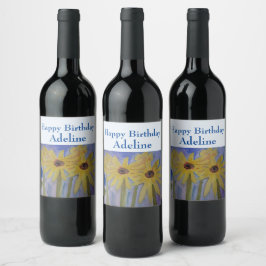 Etiqueta Para Botella De Vino Etiqueta de vino personalizada de girasoles amaril