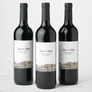 Etiqueta Para Botella De Vino Etiqueta de vino personalizada Hydra Grecia Boda