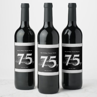 Etiqueta Para Botella De Vino Etiqueta de vino personalizada para el 75 aniversa