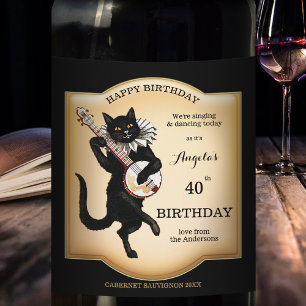Etiqueta Para Botella De Vino Etiqueta de vino personalizada para gato negro vin