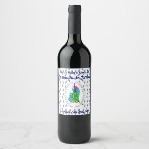 Etiqueta Para Botella De Vino Etiqueta de vino personalizada Peacock Pair