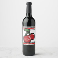Etiqueta de vino personalizada retro negra cerezas