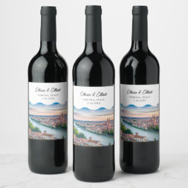 Etiqueta Para Botella De Vino Etiqueta de vino personalizada Verona Wedding Favo