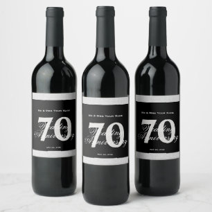 Etiqueta Para Botella De Vino Etiqueta de vino Personalizado de 70 años de Boda