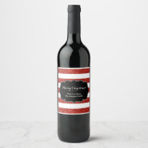 Etiqueta de vino Personalizado de franjas rojas bl
