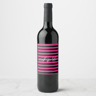 Etiqueta Para Botella De Vino Etiqueta de vino Personalizado de rayas rosadas y 