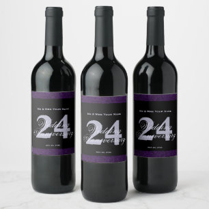 Etiqueta Para Botella De Vino Etiqueta de vino Personalizado en 24° aniversario 