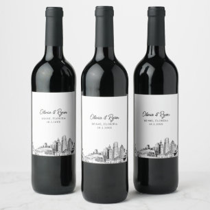 Etiqueta Para Botella De Vino Etiqueta de vino Personalizado moderna de sketch d