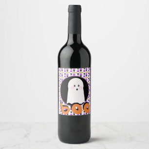 Etiqueta Para Botella De Vino Etiqueta de vino púrpura naranja fantasma de Hallo