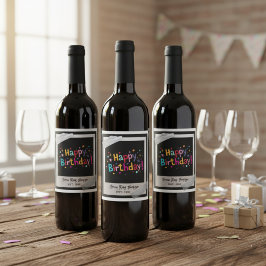 Etiqueta Para Botella De Vino Etiqueta de vino retro feliz cumpleaños