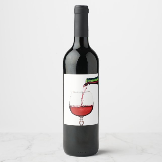 Etiqueta Para Botella De Vino Etiqueta de vino rojo vertido (Anverso)