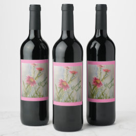 Etiqueta Para Botella De Vino Etiqueta de vino rosado Daises