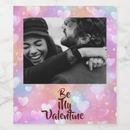 Etiqueta Para Botella De Vino Etiqueta de vino 'Sé mi San Valentín - Sube tu fot