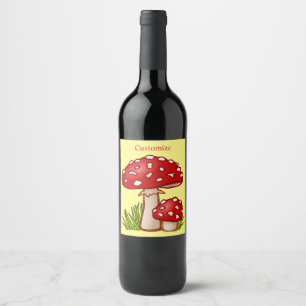 Etiqueta Para Botella De Vino Etiqueta de vino Thunder_Cove para hongos rojos de