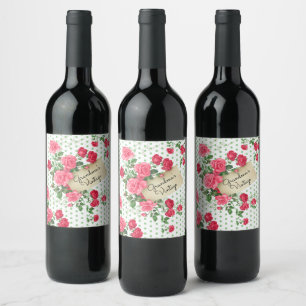 Etiqueta Para Botella De Vino Etiqueta de vino vintage Floral Grandma