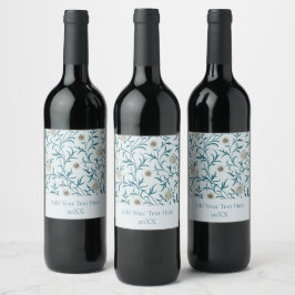 ETIQUETA PARA BOTELLA DE VINO ETIQUETA DE VINO : WILLIAM MORRIS : DISEÑO FLORAL