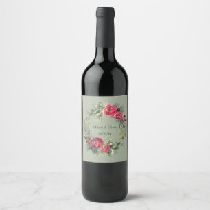 Etiqueta Para Botella De Vino Etiqueta de Wreath Wreath Wine con agua encantador