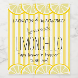 Etiqueta Para Botella De Vino Etiqueta del frasco de Limoncello amarillo a rayas