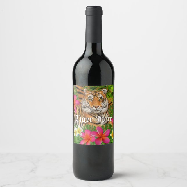Etiqueta Para Botella De Vino Etiqueta del frasco de vino de jugo tigre (Anverso)