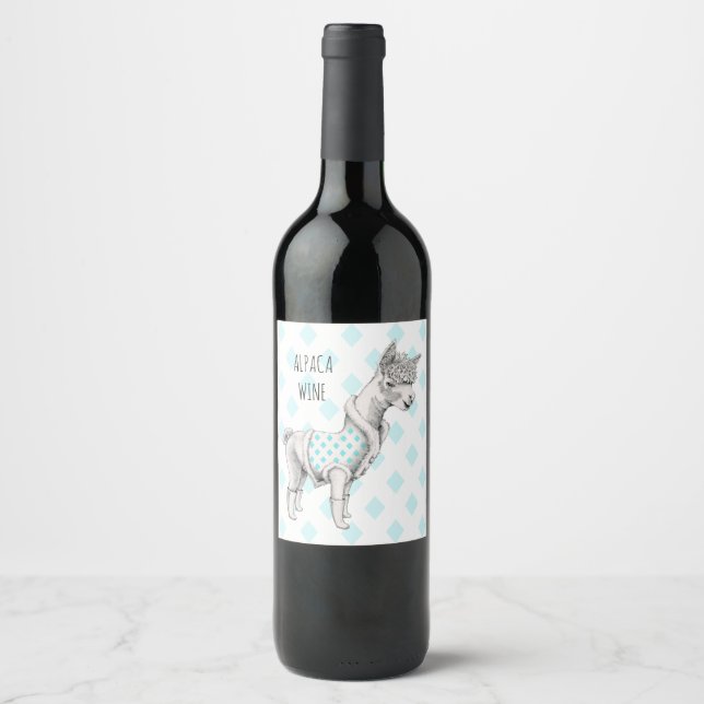 Etiqueta Para Botella De Vino Etiqueta del frasco de vino de la Alpaca (o vino e (Anverso)