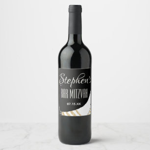 Etiqueta Para Botella De Vino Etiqueta del frasco de vino de oro de Bat Mitzvah
