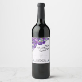 Etiqueta Para Botella De Vino Etiqueta del frasco del Boda de la amapola morada