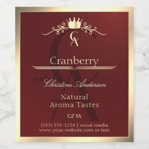 Etiqueta Para Botella De Vino Etiqueta del producto rojo del vino con monograma 