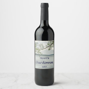 Etiqueta Para Botella De Vino Etiqueta del vino blanco del lago y del sauce