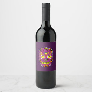 Etiqueta Para Botella De Vino Etiqueta del vino de Dia de la Muerte Purple