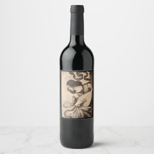 Etiqueta Para Botella De Vino Etiqueta del vino de la sepia del ángel del